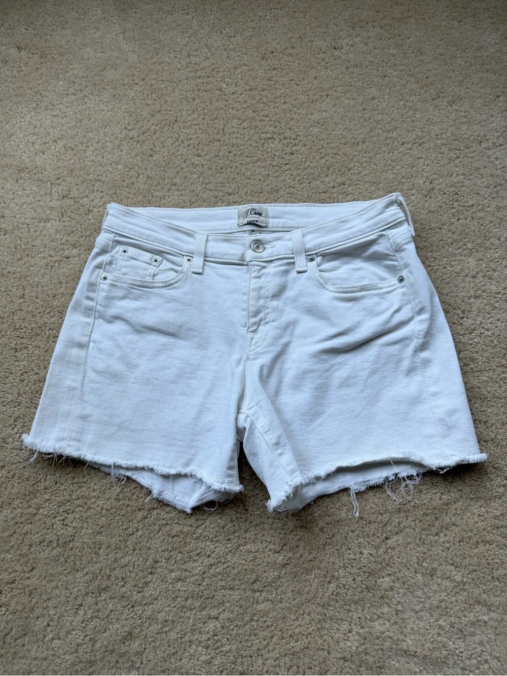 J.Crew Women’s Ivory White Cut-off Denim Shorts - Sz 26 - EUC - Stretch